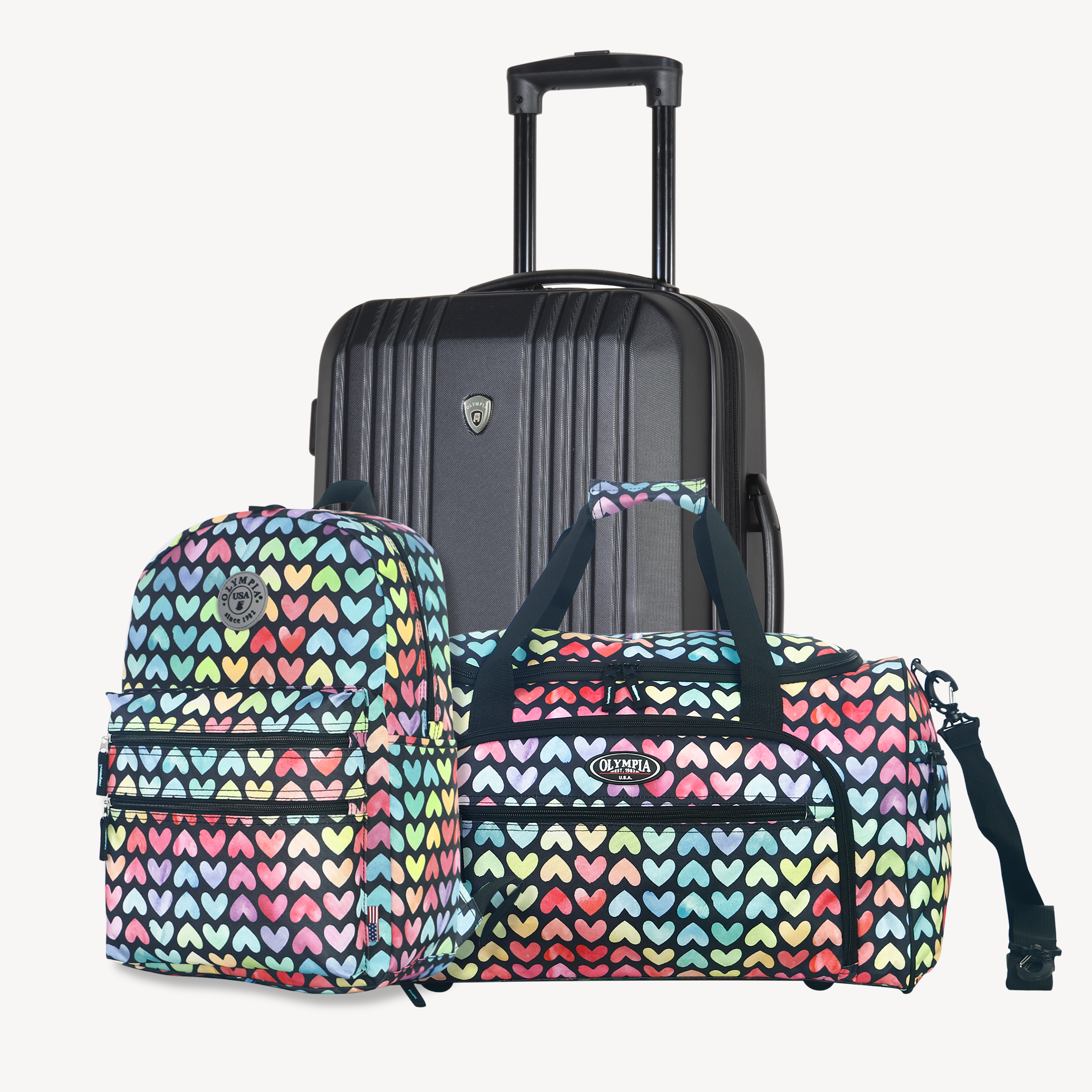 {Mother's Day Special} Water Resistant Lightweight Backpack, Duffel and Apache Carry-On 3 Piece Set