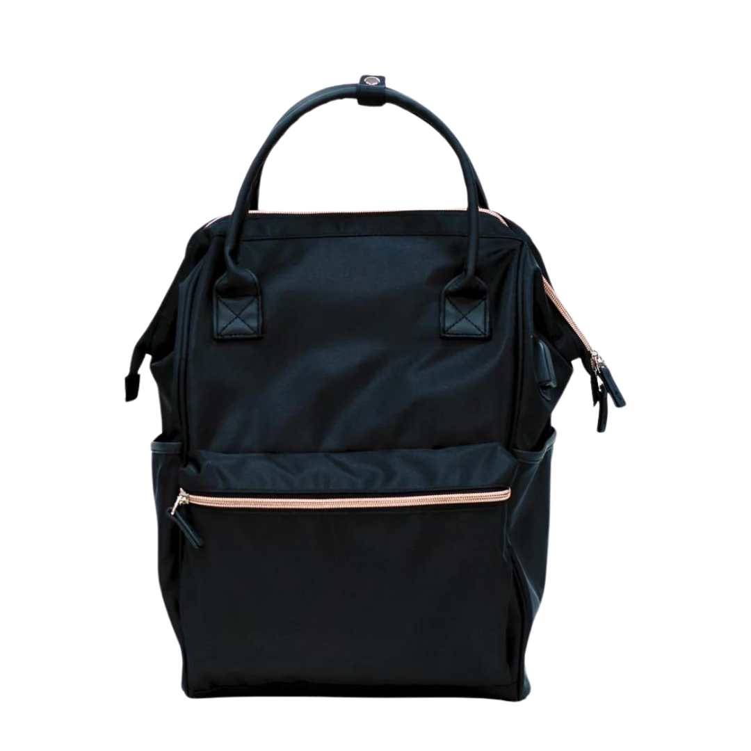 Melody 16 Rose Gold Zipper Backpack with Trolley Sleeve Laptop Compartment